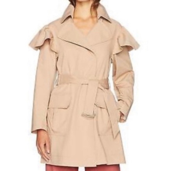 Rebecca Taylor Ruffle Trench Coat - Picture 2 of 4